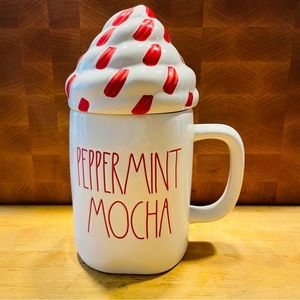 RAE DUNN Peppermint Mocha Mug with Topper NWT